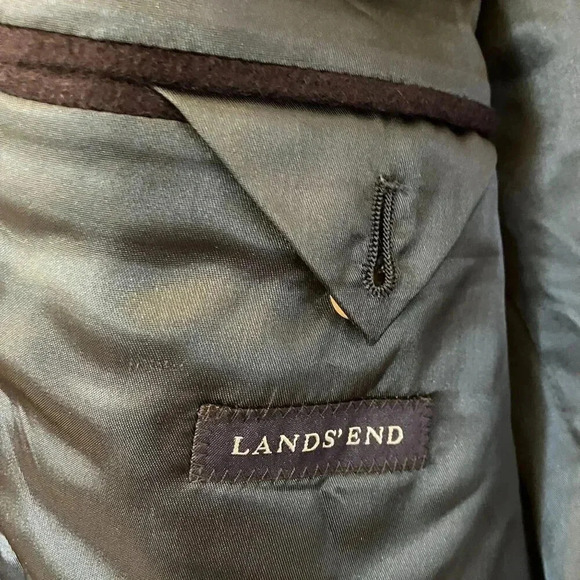 Lands' End Mens Vintage Y2K 100% Cashmere Luxury Blazer Jacket 43R Blue FA EXC - Picture 6 of 12